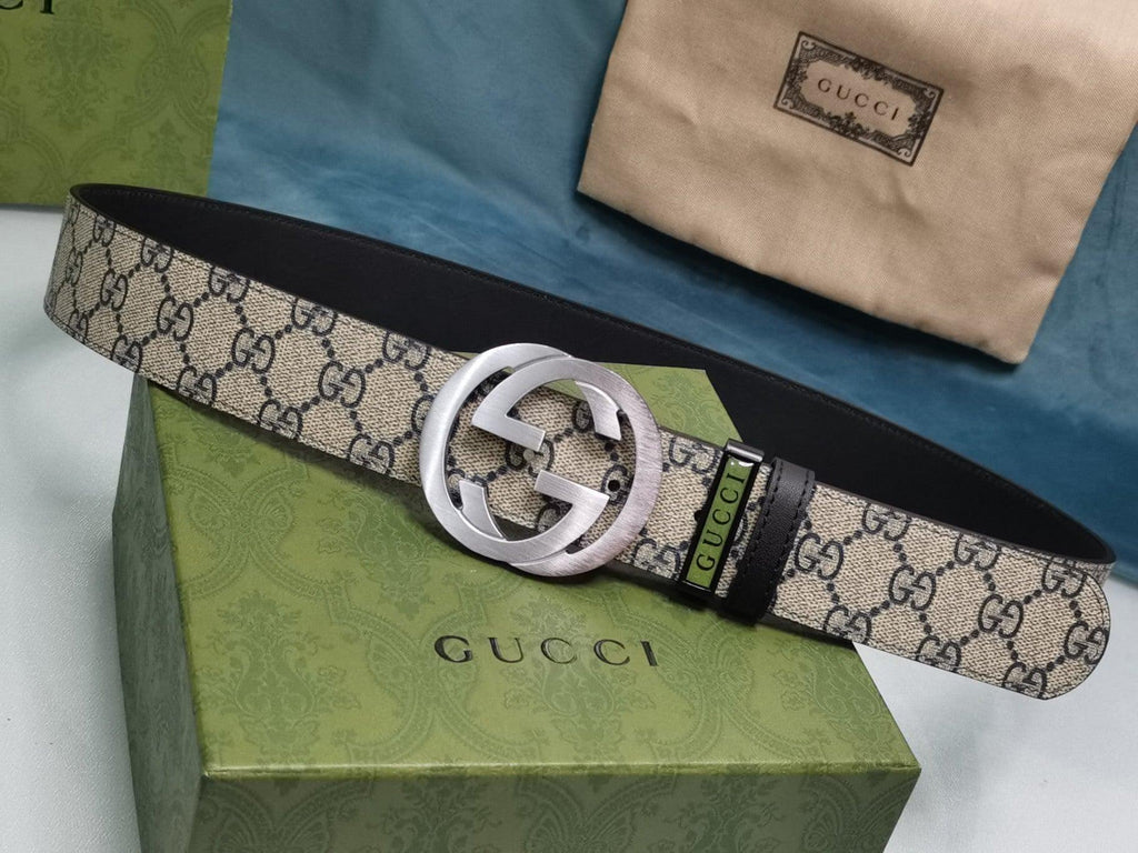 GUCCI Embellished coated-canvas and leather belt 'Beige' Banlieue91