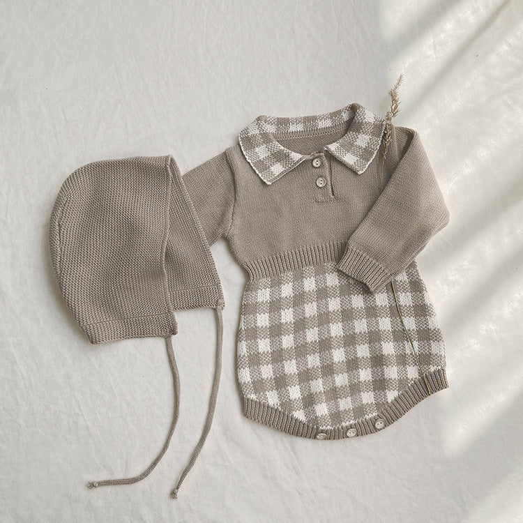 Baby Winter Checkerboard One-piece Newborn Winter Sweater FLIPSTYLEZLLC