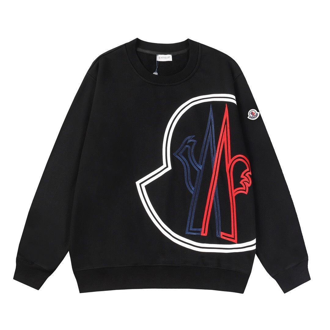 Moncler Logo Embroidered Printed Cotton Jersey Sweatshirt - Black Banlieue91
