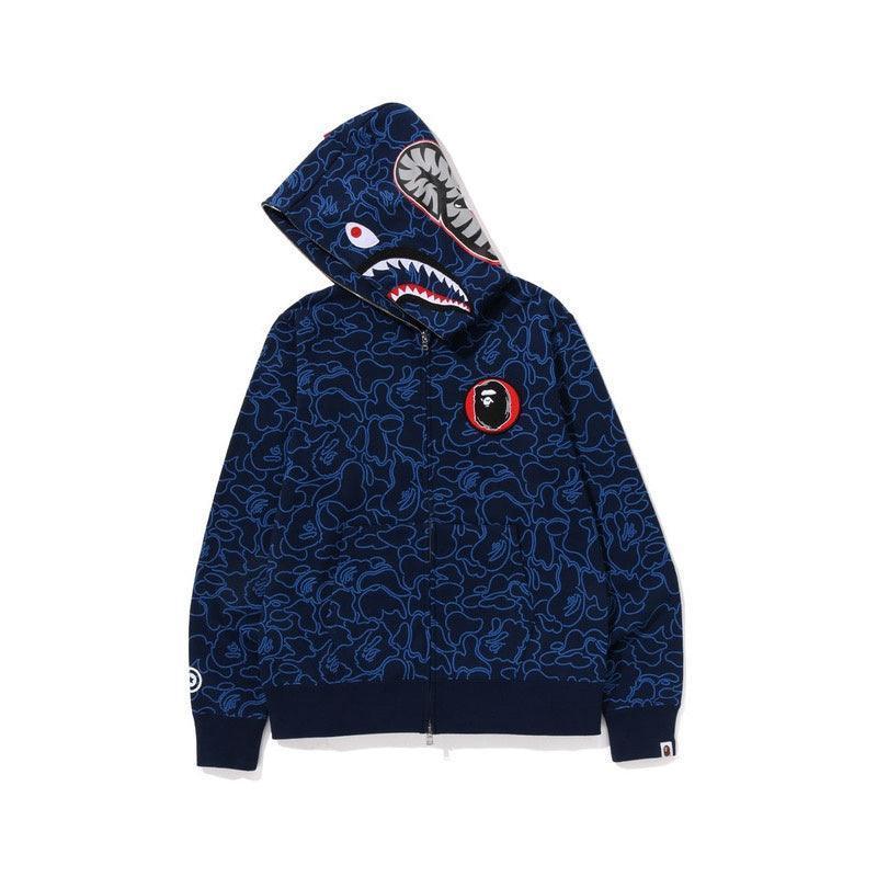 BAPE Line Camo Shark Full Zip Hoodie A Bathing Ape 'Navy' Banlieue91