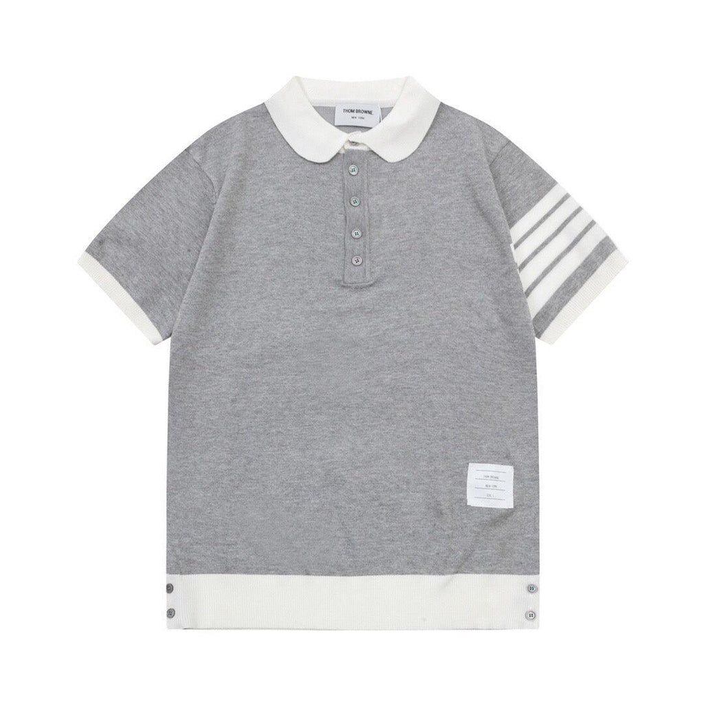 Thom Browne Grey & White T-Shirt with Collar Banlieue91
