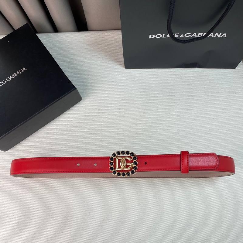 Dolce Gabbana Women Calfskin belt with bejeweled DG logo 'Red' Banlieue91