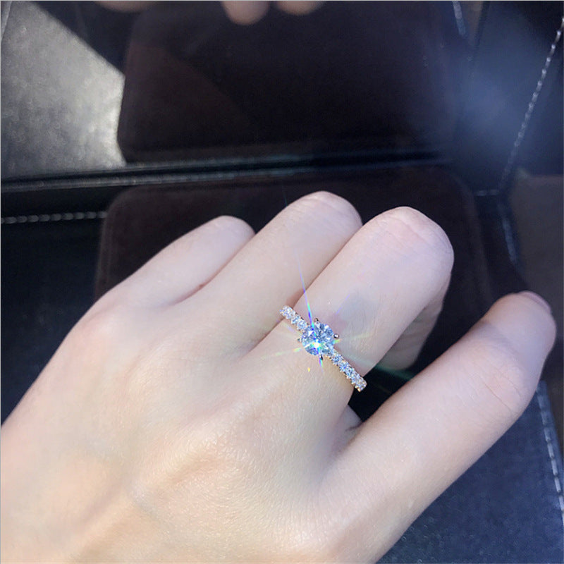 Simple S Silver Plated Simulation Diamond Ring