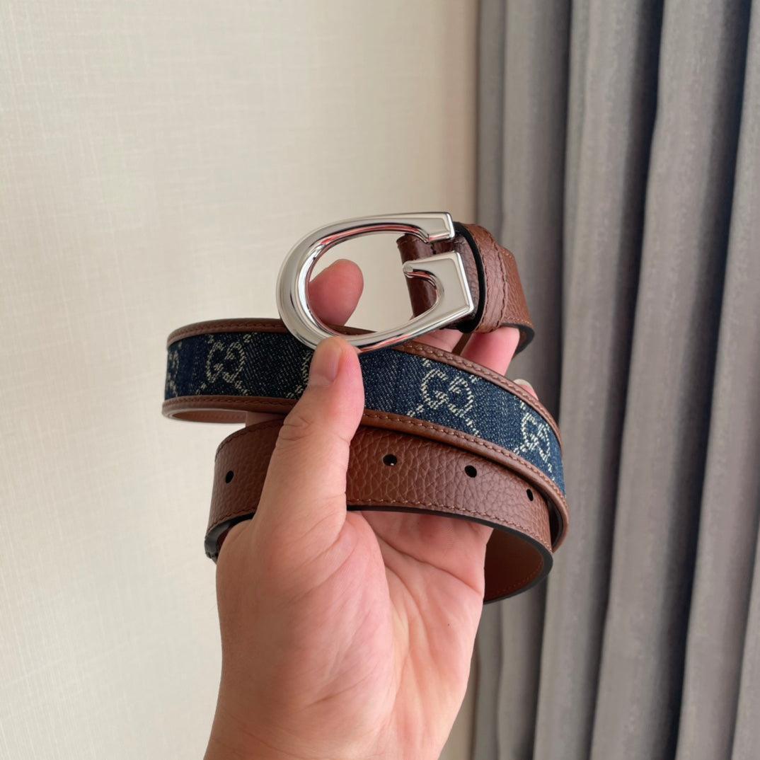 GUCCI Embellished coated-canvas and leather belt 'Brown/Blue' Banlieue91
