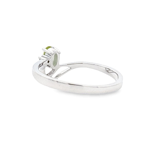 .02ct Peridot Diamond Ring 10KT White Gold Bids.com