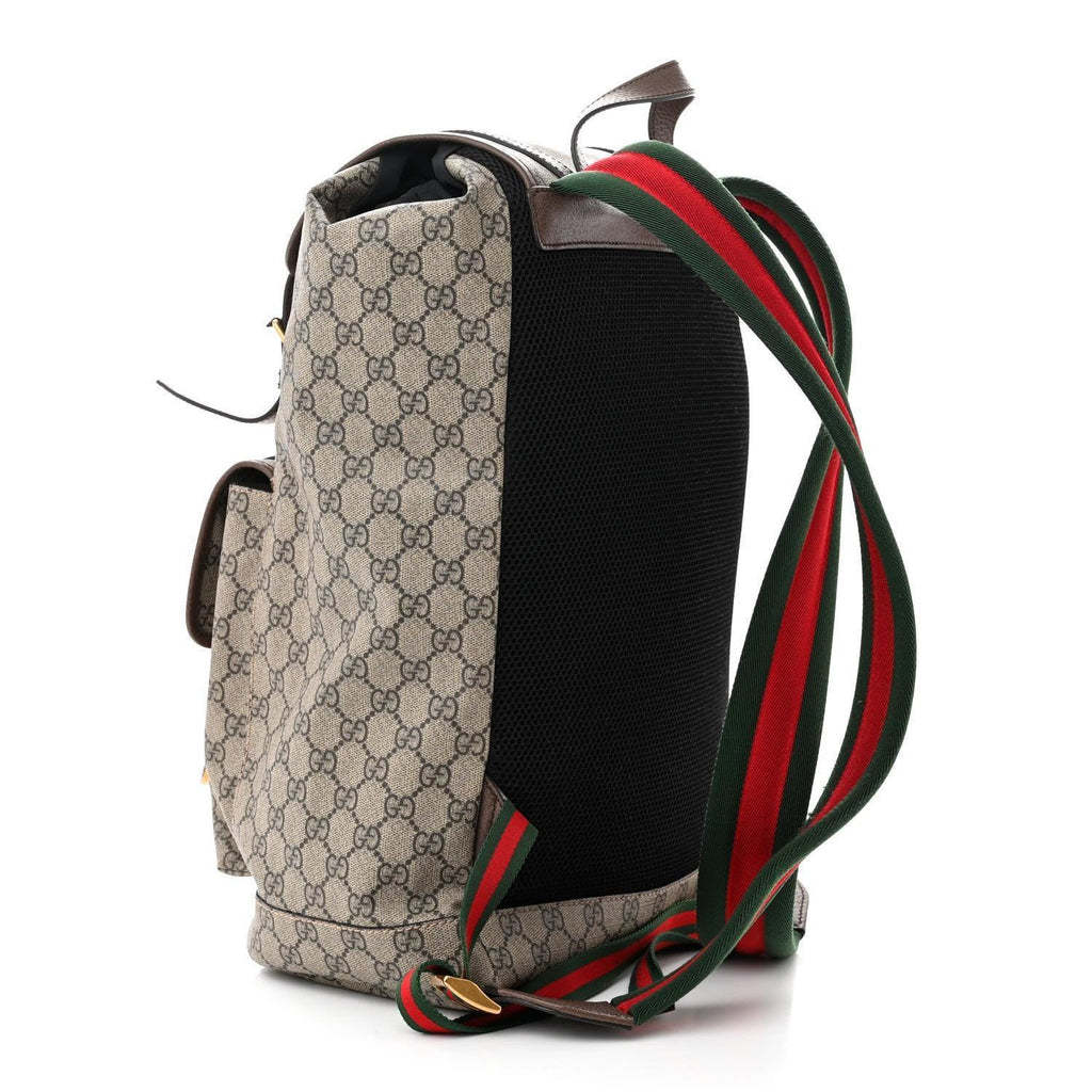 Gucci Soft GG Supreme Monogram Neo Vintage Double Buckle Backpack Beige New Acero Crop Banlieue91