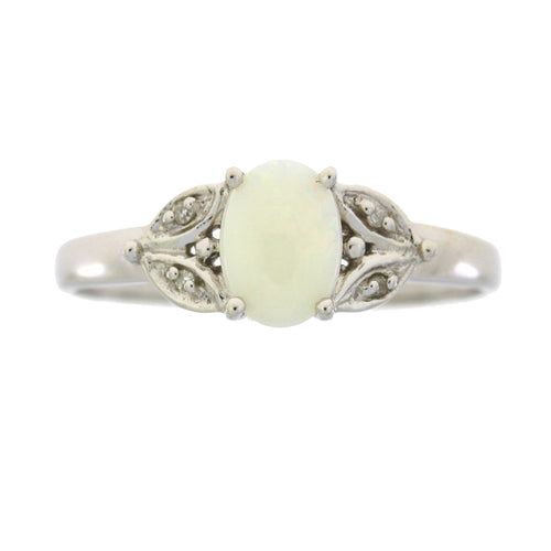.01ct Opal Diamond Ring 10KT White Gold Bids.com