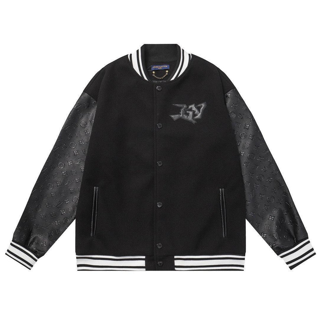 Louis Vuitton Jacket Monogram Embossed Leather Melton Wool Banlieue91