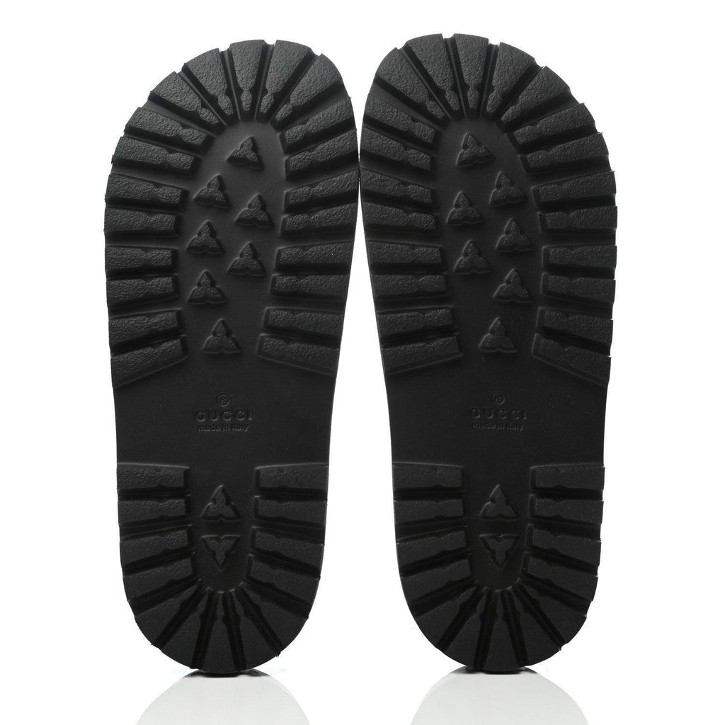 Gucci Rubber Web Mens Lug Sole Slide Sandals  Black Green Red Banlieue91