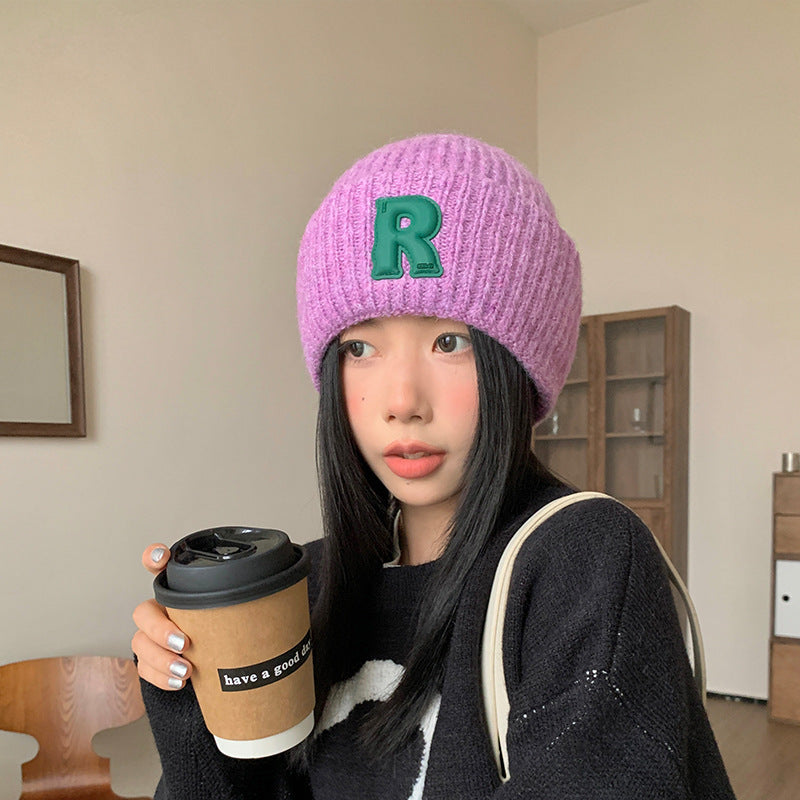 Loose Big-Head Woolen Cap with Letter Design — Oversize Winter Wool Hat FitiqueFit