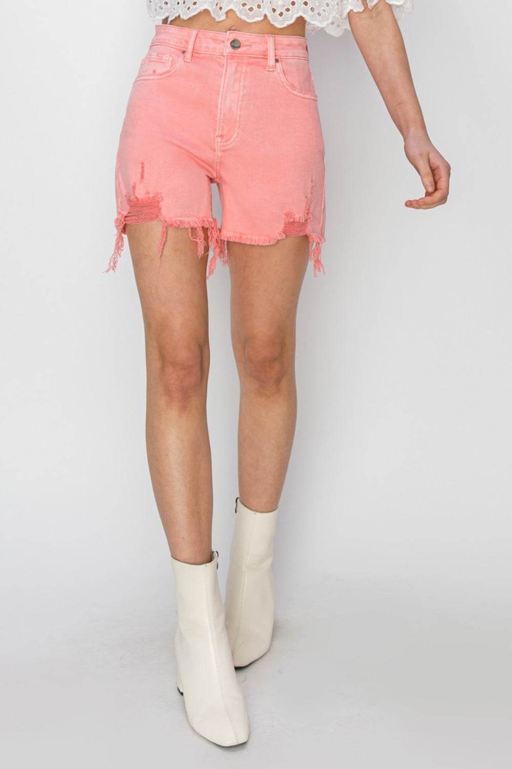 RISEN High Rise Distressed Women Denim Shorts