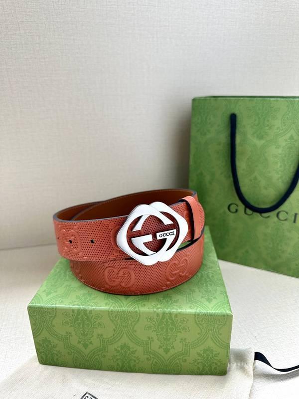 GUCCI Embellished coated-canvas and leather belt 'Red' Banlieue91