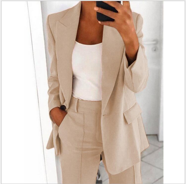 Lapel Blazer & Slim-Fit Trousers Two-Piece Suit – 10 Colors XS–5XL FitiqueFit