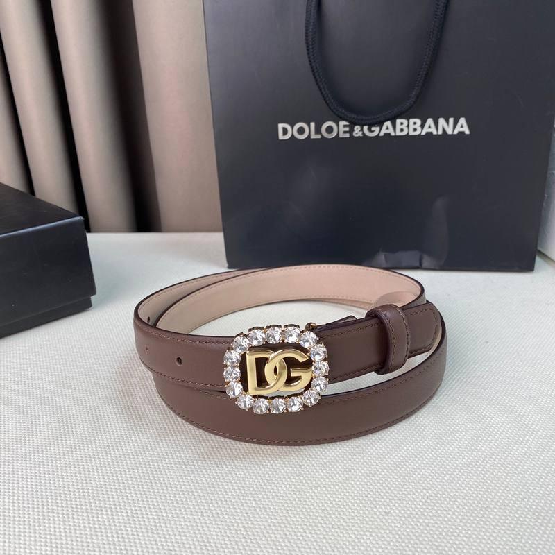 Dolce Gabbana Women Calfskin belt with bejeweled DG logo 'Beige' Banlieue91