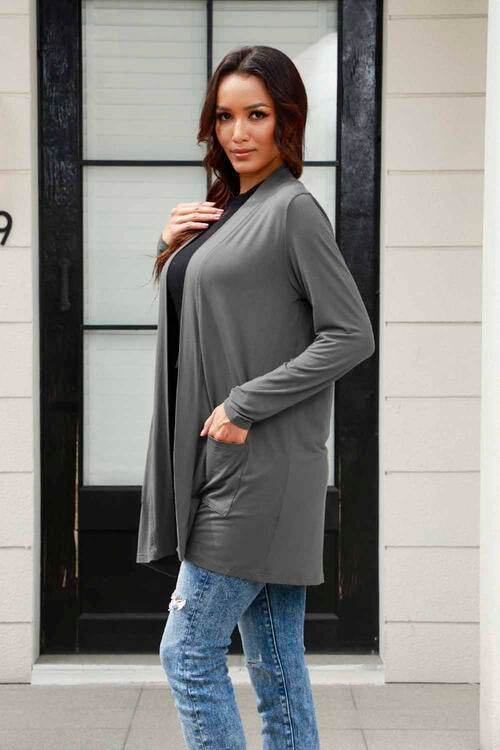 Basic Bae Full Size Open Front Long Sleeve Women Cardigan with Pockets