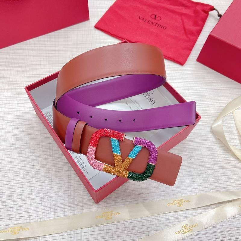VALENTINO GARAVANI V logo Rainbow Reversible Leather Belt 'Brown/Purple' Banlieue91