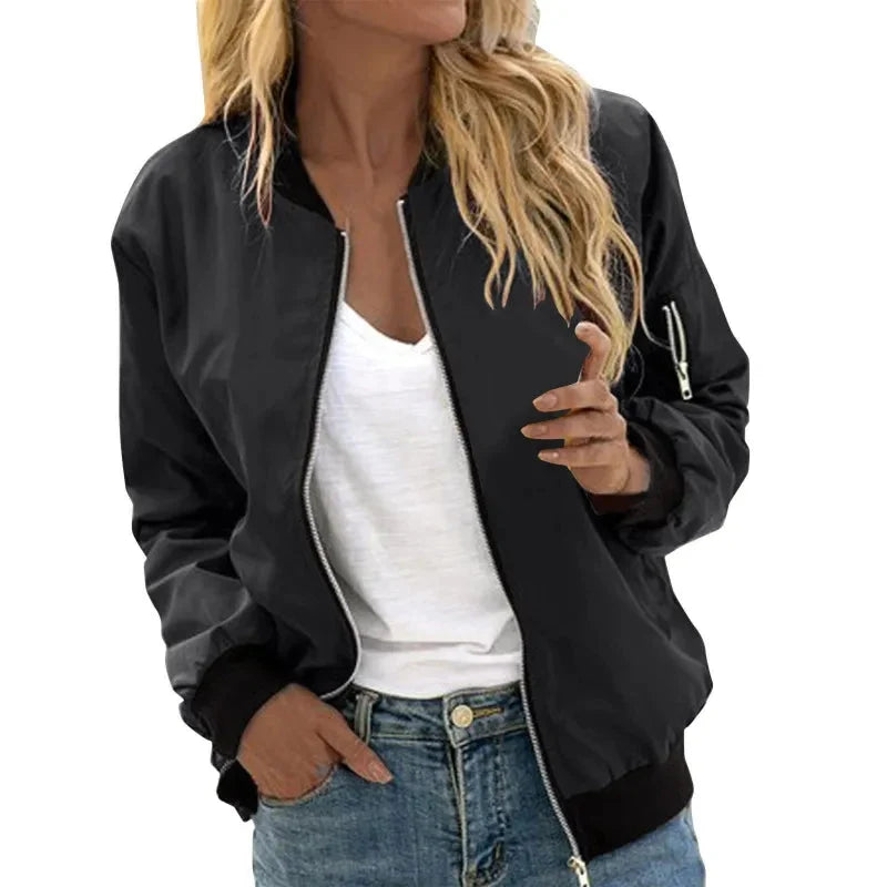 Minimalist Color-Block Stand-Collar Zip Jacket FitiqueFit