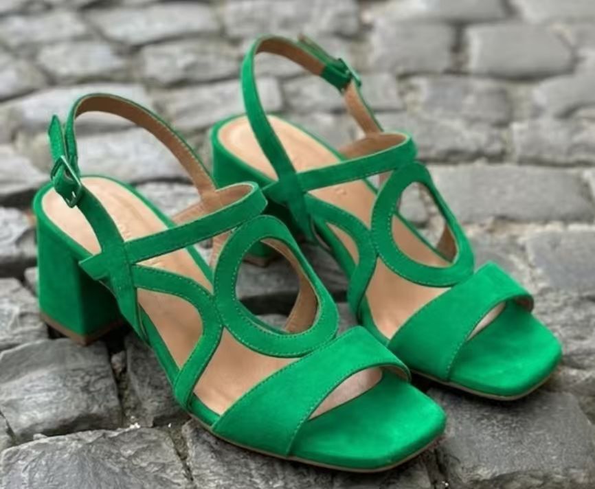 Women's Suede Hollow-Out Buckle Strap High Heel Sandals FitiqueFit