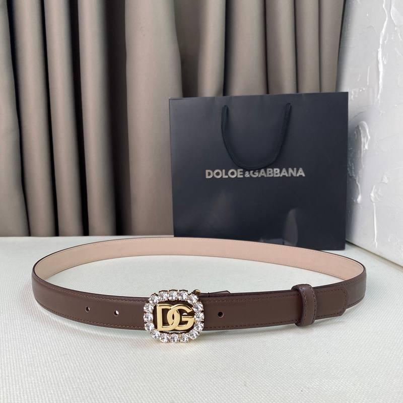Dolce Gabbana Women Calfskin belt with bejeweled DG logo 'Beige' Banlieue91
