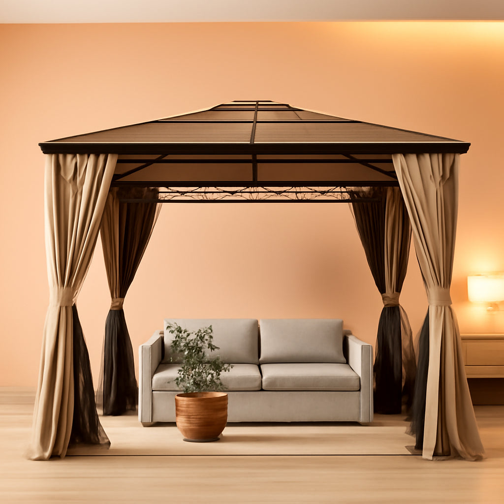 10x12 Outdoor Gazebo Hardtop Aluminum Frame UV50 Plus