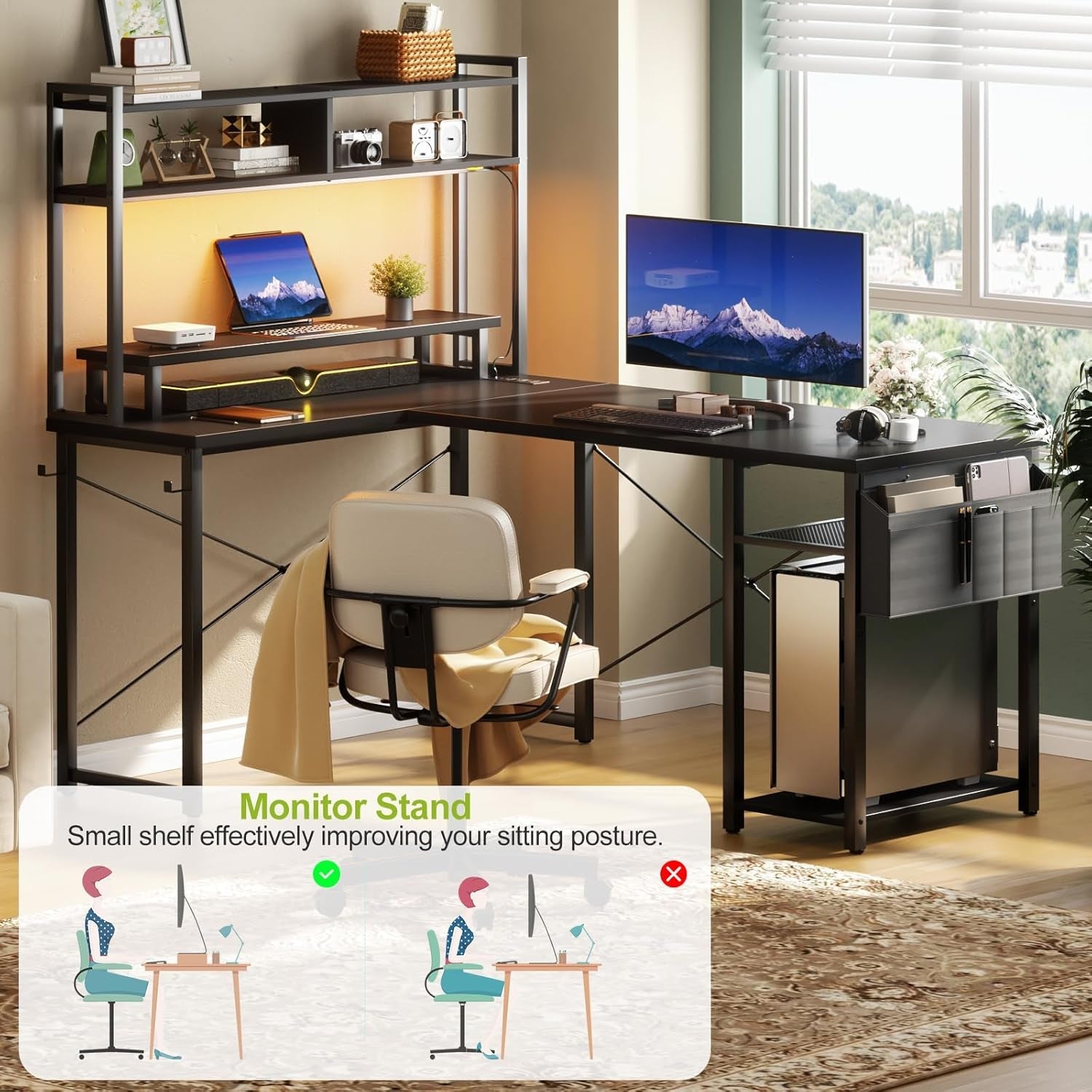 Forty Eight Inch L Shaped Gaming Desk With Power Outlets
