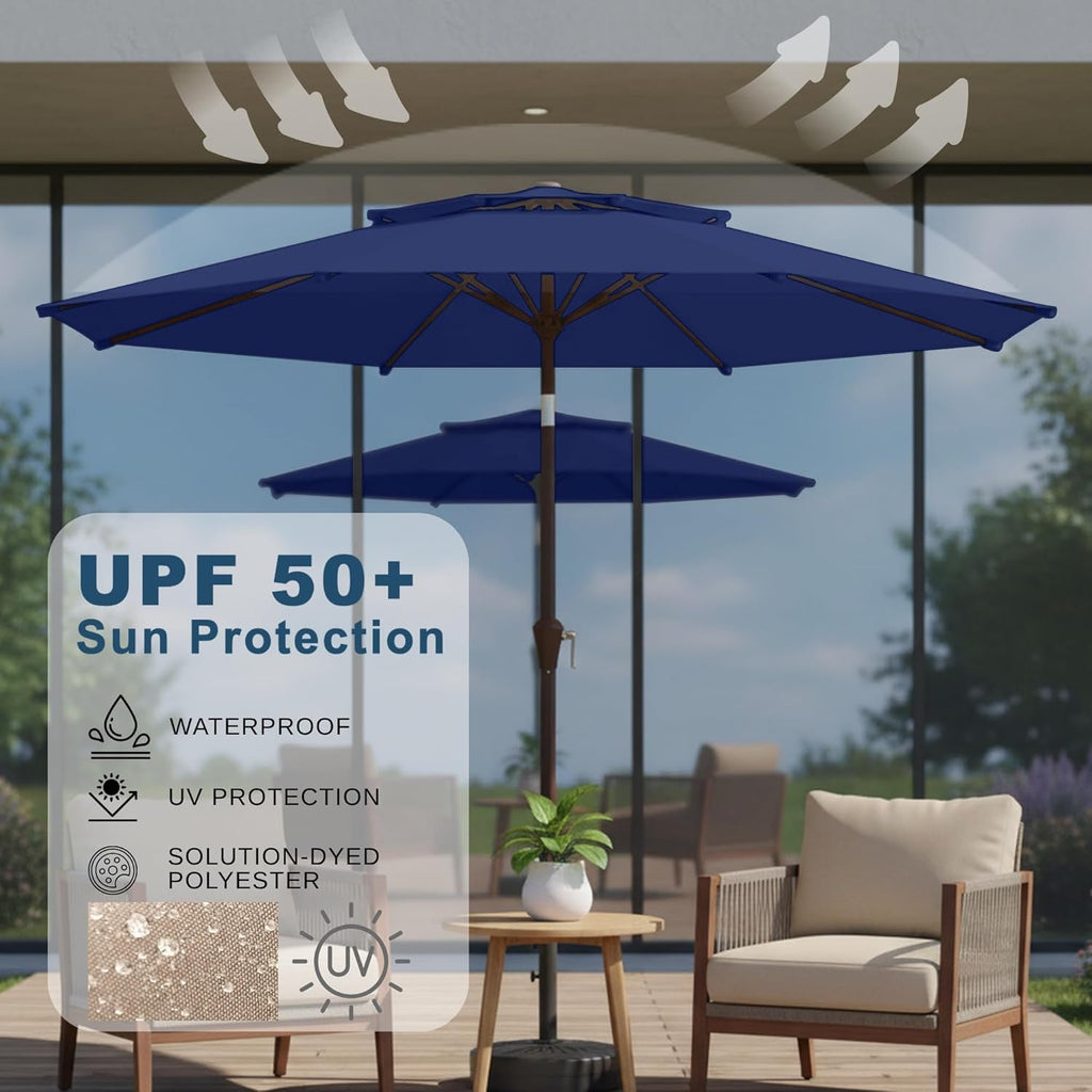 9Foot Navy Weather Resistant Patio Umbrella Tilt Crank