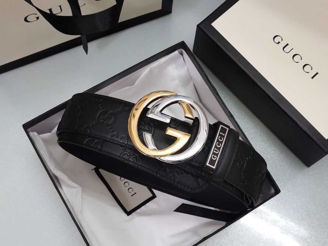 GUCCI Embellished coated-canvas and leather belt 'Black' Banlieue91