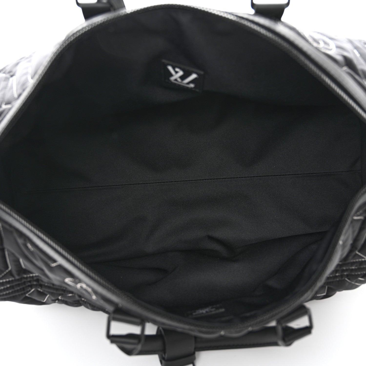 Louis Vuitton Nylon Embroidered Keepall Bandouliere 50 Black Banlieue91