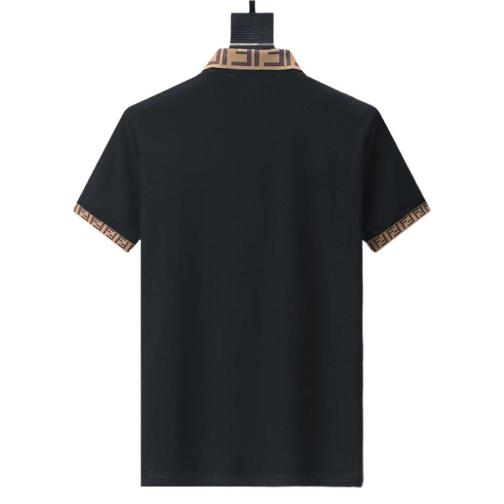 Fendi Black T-shirt with Collar Banlieue91