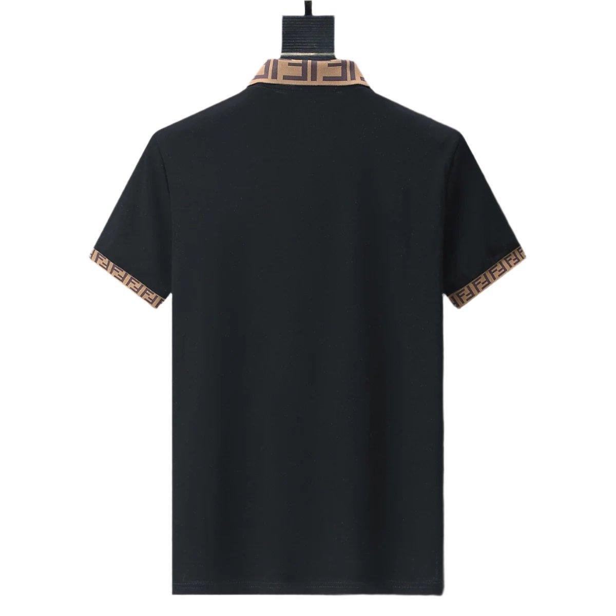 Fendi Black T-shirt with Collar Banlieue91
