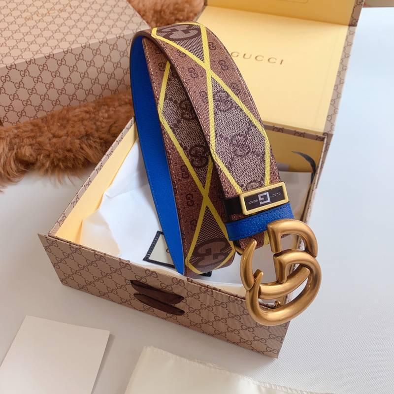 GUCCI Embellished coated-canvas and leather belt 'Brown' Banlieue91