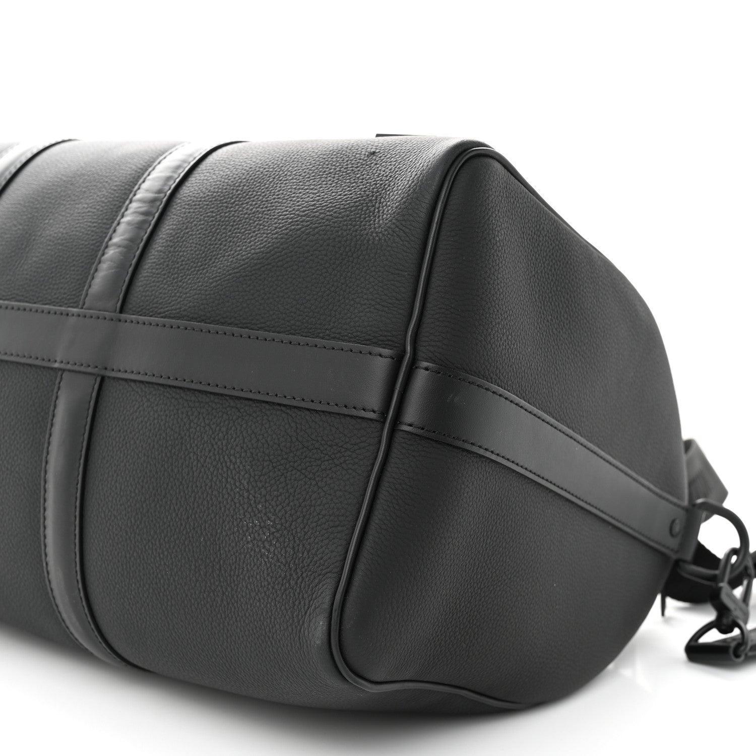 Louis Vuitton  Grained Calfskin Aerogram Keepall Bandouliere 40 Black Banlieue91