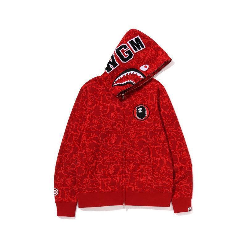 BAPE Line Camo Shark Full Zip Hoodie A Bathing Ape 'Red' Banlieue91