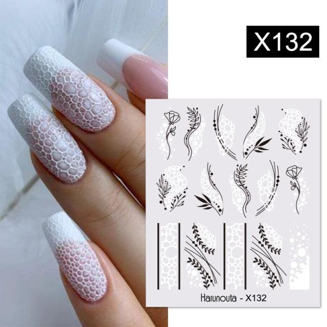 Egg Shell French Lines Water Decals Sticker Geometric Flowers Leaves Bubble Design Slider For Manicuring Nail Art Manicure Lips Nail Art Decorations Slider Nail Art Stickers Decals Nail Art Supplies Valentines Day 3D Self-Adhesive Nail Decorations