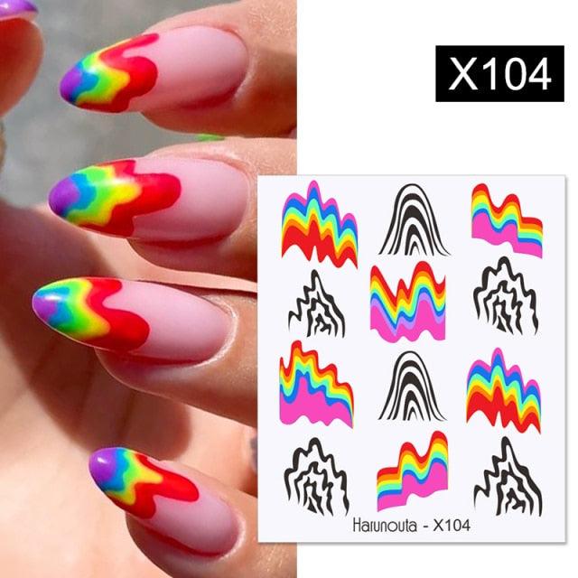 Egg Shell French Lines Water Decals Sticker Geometric Flowers Leaves Bubble Design Slider For Manicuring Nail Art Manicure Lips Nail Art Decorations Slider Nail Art Stickers Decals Nail Art Supplies Valentines Day 3D Self-Adhesive Nail Decorations
