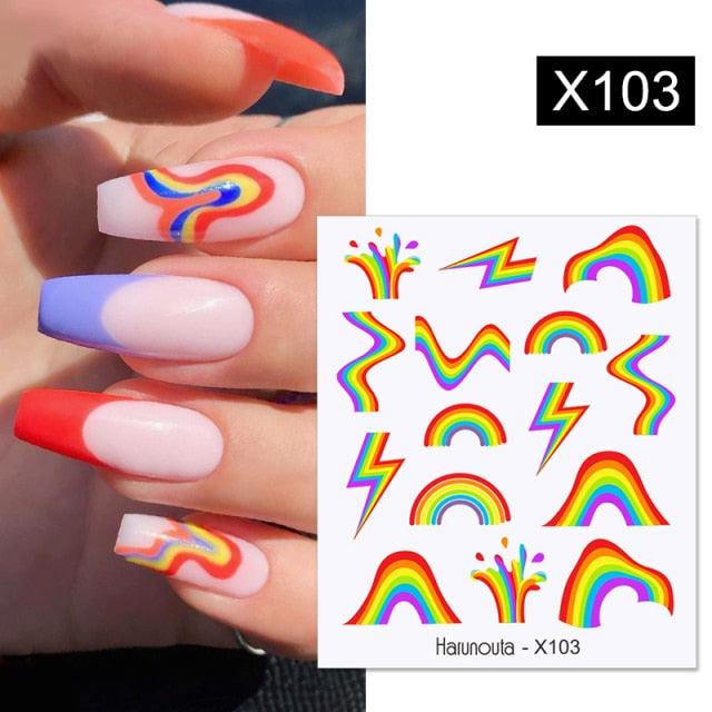 Egg Shell French Lines Water Decals Sticker Geometric Flowers Leaves Bubble Design Slider For Manicuring Nail Art Manicure Lips Nail Art Decorations Slider Nail Art Stickers Decals Nail Art Supplies Valentines Day 3D Self-Adhesive Nail Decorations