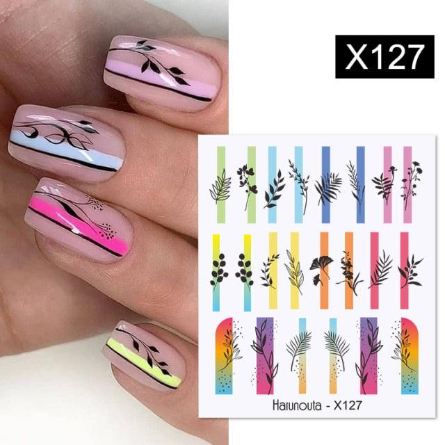 Egg Shell French Lines Water Decals Sticker Geometric Flowers Leaves Bubble Design Slider For Manicuring Nail Art Manicure Lips Nail Art Decorations Slider Nail Art Stickers Decals Nail Art Supplies Valentines Day 3D Self-Adhesive Nail Decorations