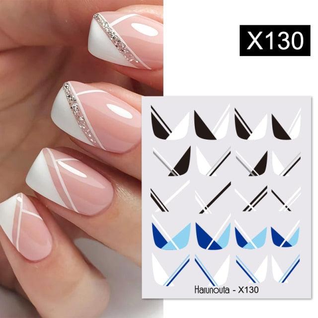 Egg Shell French Lines Water Decals Sticker Geometric Flowers Leaves Bubble Design Slider For Manicuring Nail Art Manicure Lips Nail Art Decorations Slider Nail Art Stickers Decals Nail Art Supplies Valentines Day 3D Self-Adhesive Nail Decorations