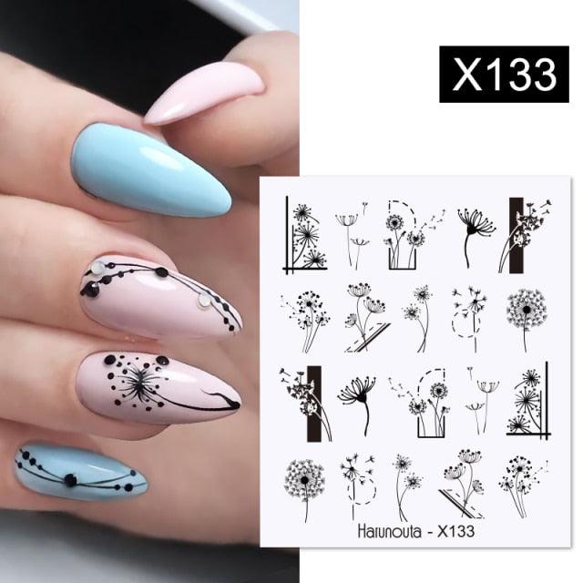 Egg Shell French Lines Water Decals Sticker Geometric Flowers Leaves Bubble Design Slider For Manicuring Nail Art Manicure Lips Nail Art Decorations Slider Nail Art Stickers Decals Nail Art Supplies Valentines Day 3D Self-Adhesive Nail Decorations