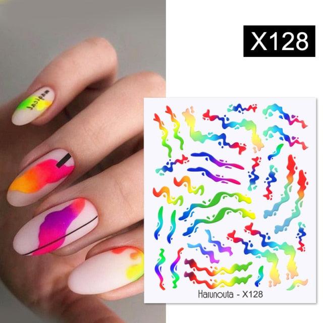 Egg Shell French Lines Water Decals Sticker Geometric Flowers Leaves Bubble Design Slider For Manicuring Nail Art Manicure Lips Nail Art Decorations Slider Nail Art Stickers Decals Nail Art Supplies Valentines Day 3D Self-Adhesive Nail Decorations