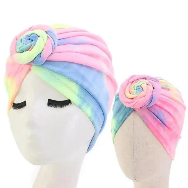 Elegance Mommy And Kids Turban Hat Cap With Big Bow Soft Cute Knot Nursery Beanie Knotted Headban Stevvex
