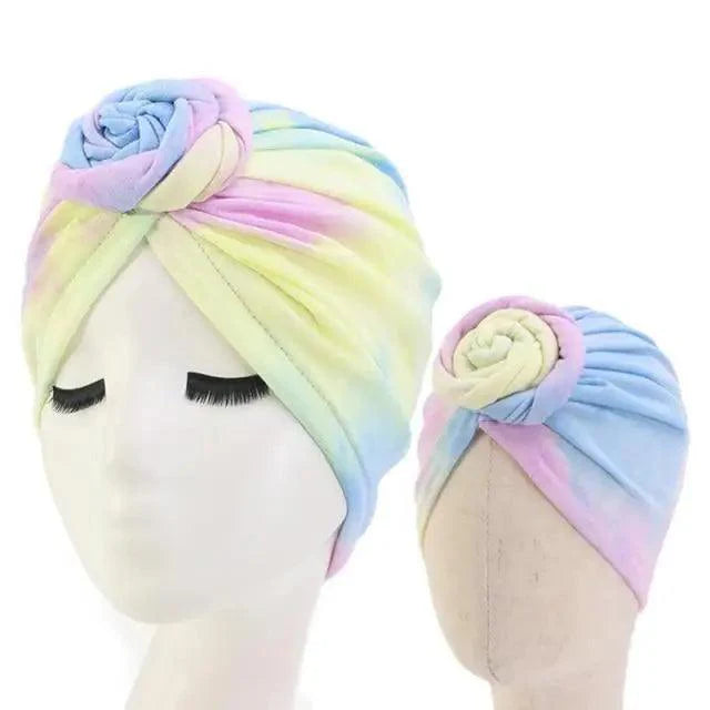 Elegance Mommy And Kids Turban Hat Cap With Big Bow Soft Cute Knot Nursery Beanie Knotted Headban Stevvex