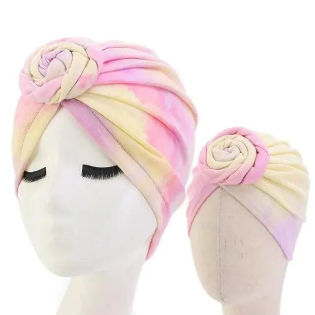 Elegance Mommy And Kids Turban Hat Cap With Big Bow Soft Cute Knot Nursery Beanie Knotted Headban Stevvex
