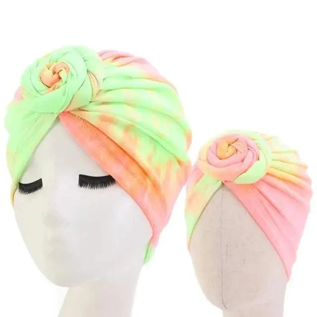 Elegance Mommy And Kids Turban Hat Cap With Big Bow Soft Cute Knot Nursery Beanie Knotted Headban Stevvex