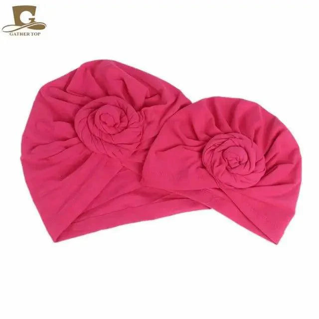 Elegance Mommy And Kids Turban Hat Cap With Big Bow Soft Cute Knot Nursery Beanie Knotted Headban Stevvex