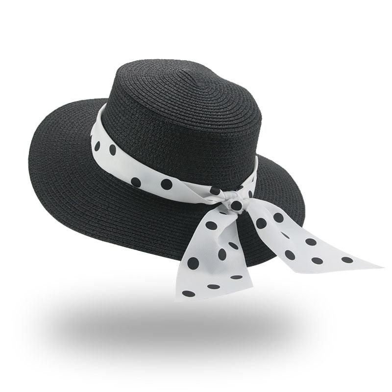 Elegant Adult Bucket Hat Beach Summer Straw Hats for Women Beach Sun Straw Hat Wide Luxury Comfortable Hat  Flat Top Ribbon Bowknot Elegant Luxury Women Summer Hat 56-58cm Stevvex