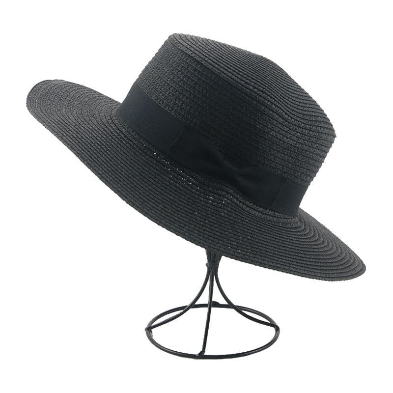 Elegant Adult Bucket Hat Beach Summer Straw Hats for Women Beach Sun Straw Hat Wide Luxury Comfortable Hat  Flat Top Ribbon Bowknot Elegant Luxury Women Summer Hat 56-58cm Stevvex