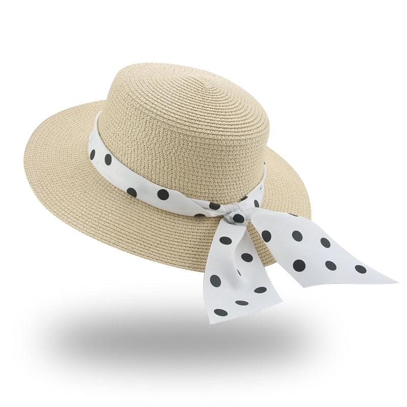 Elegant Adult Bucket Hat Beach Summer Straw Hats for Women Beach Sun Straw Hat Wide Luxury Comfortable Hat  Flat Top Ribbon Bowknot Elegant Luxury Women Summer Hat 56-58cm Stevvex
