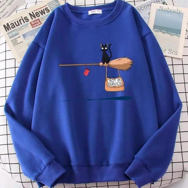 Elegant Cute Cat Print Sweatshirts Women Casual Crewneck Sportswear Fleece Warm Fleece Sweatshirt Loose Autumn Clothes Casual Women's Printed Hooded Sweatshirt Loose Tunic Blouse Top Utility Pockets Ladies Sweatshirts Stevvex