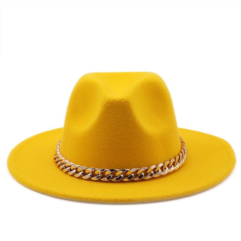 Elegant Green Fedora Hats Women Men Fedora Hats Wide Brim Fedora Hat Summer Chain Band Jazz Hats Winter Autumn Gentleman Outdoor Hat Stevvex